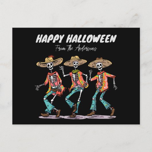 Cartes Pour Fêtes Annuelles Squelettes dansants Halloween Saison effrayante (Devant)