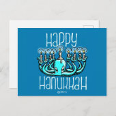 Cartes Pour Fêtes Annuelles Squiggles : Joyeux Hanoukka Pieuvre (Devant / Derrière)