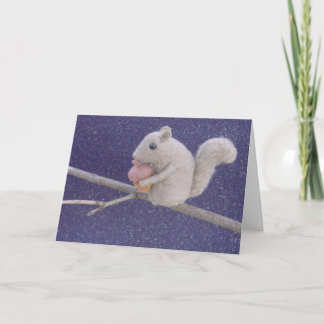Cartes Pour Fêtes Annuelles Squirl in the Night on Branch with Snow