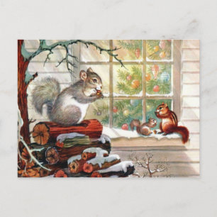Cartes Pour Fêtes Annuelles Squirrels Vintage Christmas Post card