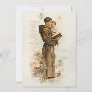 Cartes Pour Fêtes Annuelles St. Antoine de Padoue tenant l'Enfant