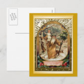 Cartes Pour Fêtes Annuelles St Christopher portant l'enfant Jésus (Devant / Derrière)