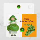 CARTES POUR FÊTES ANNUELLES ST. LA JOURNÉE DE PATRICK - IRLANDE FILLE EMERALD  (Devant / Derrière)