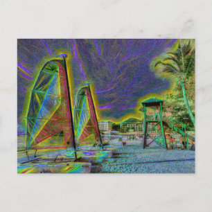 Cartes Pour Fêtes Annuelles St Lucia Beach Neon Art