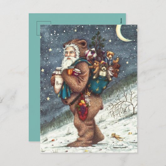CARTES POUR FÊTES ANNUELLES ST. NICK DANS LA COUVERTURE TEDDY BEAR, NOËL TEDDI (Devant / Derrière)