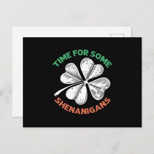 Cartes Pour Fêtes Annuelles St patrick De Temps Pour Certains Shenanigans Clov (Devant / Derrière)