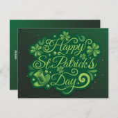 Cartes Pour Fêtes Annuelles St. Patrick's Day Chapeau de Leprechaun Trèfles Ir (Devant / Derrière)