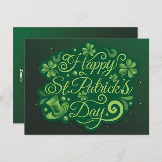 Cartes Pour Fêtes Annuelles St. Patrick's Day Chapeau de Leprechaun Trèfles Ir (Devant / Derrière)