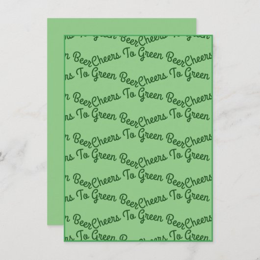CARTES POUR FÊTES ANNUELLES ST. PATRICK'S DAY CHEERS TO GREEN BEER FLAT (Devant / Derrière)