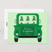 Cartes Pour Fêtes Annuelles St Patrick's Day Gnomes dans un camion (Devant / Derrière)