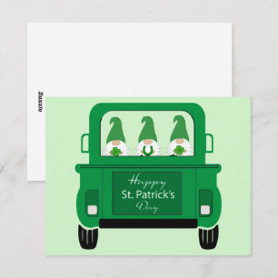 Cartes Pour Fêtes Annuelles St Patrick's Day Gnomes dans un camion