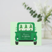 Cartes Pour Fêtes Annuelles St Patrick's Day Gnomes dans un camion (Debout devant)
