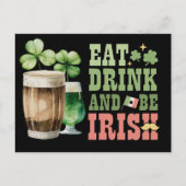 Cartes Pour Fêtes Annuelles St. Patrick's Day Mangez Boire et Soyez Irlandais (Devant)