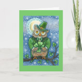 CARTES POUR FÊTES ANNUELLES ST. PATRICK'S DAY OWL, 4 HORLOGE LEPRECHAUN (Devant)