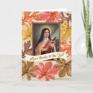 Cartes Pour Fêtes Annuelles St Therese Lisieux Thanksgiving Feuilles d'automne
