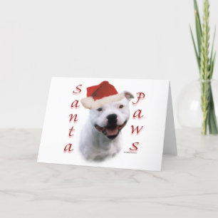 Cartes Pour Fêtes Annuelles Staffordshire Bull Terrier Père Noël Paws
