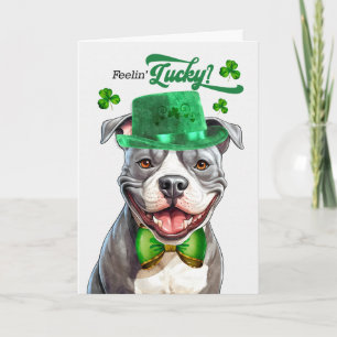 Cartes Pour Fêtes Annuelles Staffordshire Dog se sent Chanceux à la Saint-Patr