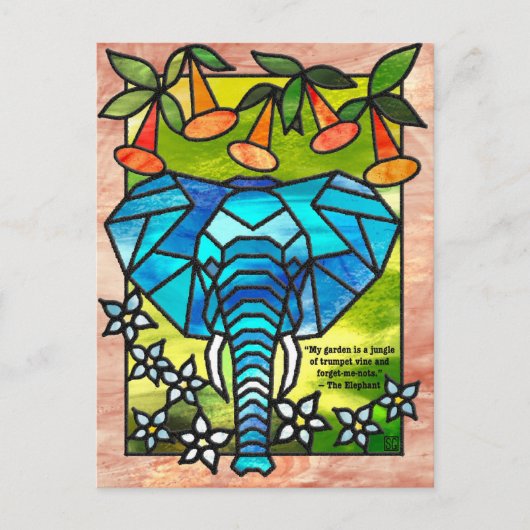 Cartes Pour Fêtes Annuelles Stained Glass Elephant Postcards (Devant)