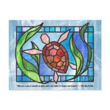 Stained Glass Sea Turtle Postcards