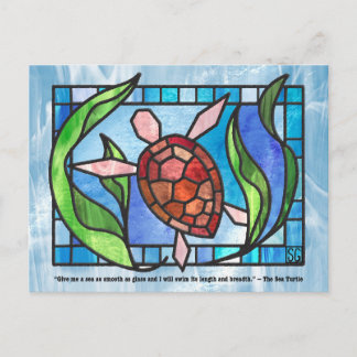 Cartes Pour Fêtes Annuelles Stained Glass Sea Turtle Postcards