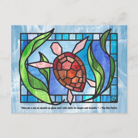 Cartes Pour Fêtes Annuelles Stained Glass Sea Turtle Postcards (Devant)
