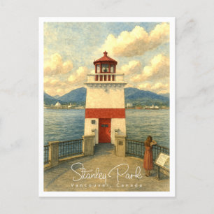 Cartes Pour Fêtes Annuelles Stanley Park Vancouver Aquarelle Vintage