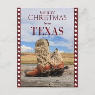 Cartes Pour Fêtes Annuelles Star Border Texas Cowboy Boots Noël