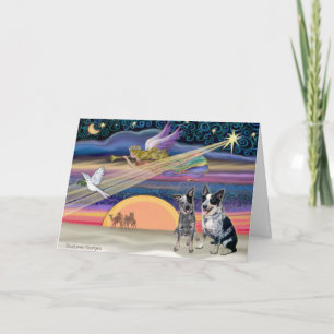Cartes Pour Fêtes Annuelles Star de Noël - Chiens de bétail australiens (deux)