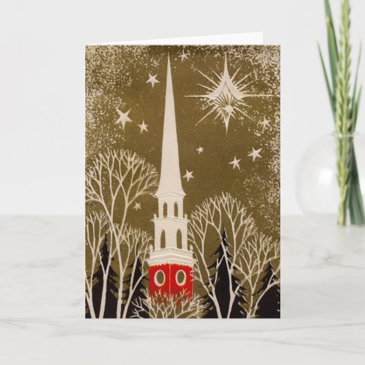 Cartes Pour Fêtes Annuelles Star de Noël et Steeple en or (Devant)