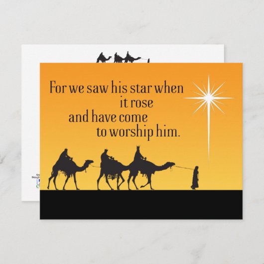 Cartes Pour Fêtes Annuelles Star des Trois Sages Hommes de Bethléem Noël (Devant / Derrière)