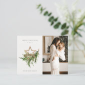 Cartes Pour Fêtes Annuelles Star Orament Pine Fauna Photo Joyeux Noël (Debout devant)