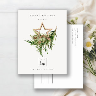 Cartes Pour Fêtes Annuelles Star Ornament Pine Fauna Logo Joyeux Noël