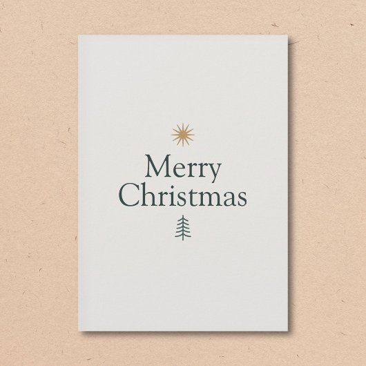 Cartes Pour Fêtes Annuelles Star & Tree Minimalist Christmas Card