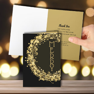 Cartes Pour Fêtes Annuelles Star Wreath Black Joyeux Noël Business