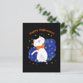 Cartes Pour Fêtes Annuelles Starry Night Kitty Chat Halloween (Debout devant)