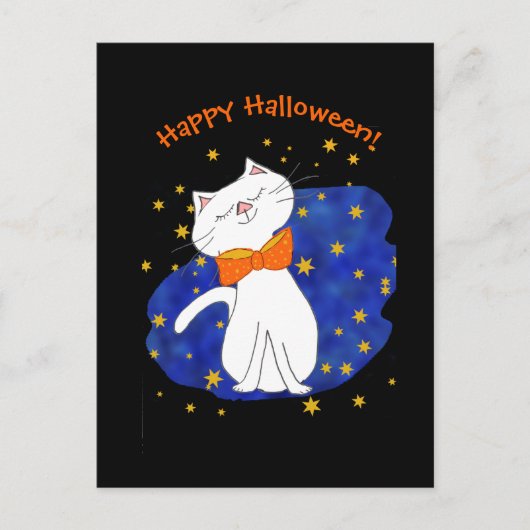 Cartes Pour Fêtes Annuelles Starry Night Kitty Chat Halloween (Devant)