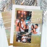 Cartes Pour Fêtes Annuelles Starry Night Peace on Earth 3 Photo Collage Gold<br><div class="desc">Create your own 3 photo collage holiday card, with Peace on Earth hand lettering, on a starry night background. The design features watercolor brush strokes, in shades of gold yellow green and sand, with stars, starlight glow and gold dust. Peace on Earth is lettered in modern script calligraphy, which you...</div>