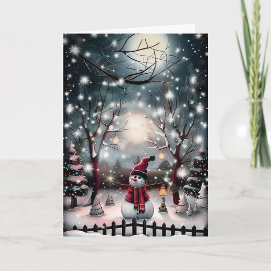 Cartes Pour Fêtes Annuelles Starry Night Snowman (Devant)