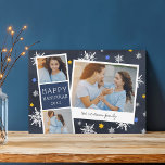 Cartes Pour Fêtes Annuelles Starry Photobooooooth | Hanoukka Photo Collage Car<br><div class="desc">Cute Hanoukka carte photo dispose d'une bande de cabine photo avec deux photos et un panneau de texte bleu marine, ainsi qu'un instantané inspiré de la caméra instantanée avec une légende manuscrite. Personnalisez avec l'année et votre nom de famille ou message personnalisé, sur un arrière - plan bleu marine parsemé...</div>