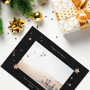 Cartes Pour Fêtes Annuelles Starry Premium Black Onyx photo de Noël heureux