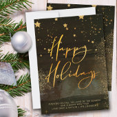 Cartes Pour Fêtes Annuelles Starry Winter Night Happy Holidays Gold Script