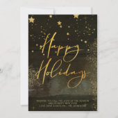 Cartes Pour Fêtes Annuelles Starry Winter Night Happy Holidays Gold Script (Devant)