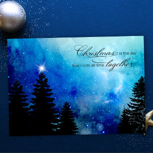 Cartes Pour Fêtes Annuelles Starry Winter Night with Stars, Pine & Christmas T