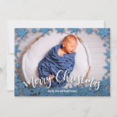 Cartes Pour Fêtes Annuelles Stars Blue Faux Parties scintillant Photo de Noël (Devant)