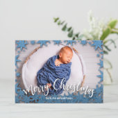 Cartes Pour Fêtes Annuelles Stars Blue Faux Parties scintillant Photo de Noël (Debout devant)