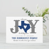 Cartes Pour Fêtes Annuelles State Flag Blue Texas JOY Photo (Debout devant)