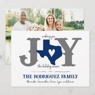 Cartes Pour Fêtes Annuelles State Flag Blue Texas JOY Photo