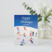 Cartes Pour Fêtes Annuelles Station de ski Fun Trendy Happy Holidays  (Debout devant)