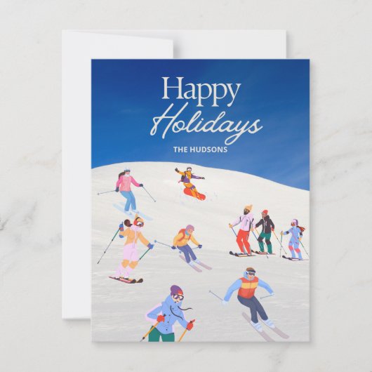 Cartes Pour Fêtes Annuelles Station de ski Fun Trendy Happy Holidays  (Devant)