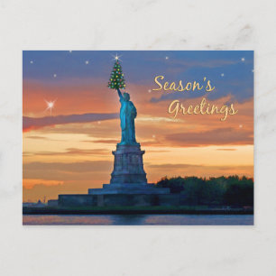 Cartes Pour Fêtes Annuelles Statue de la Liberté avec arbre de Noël